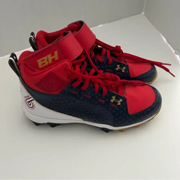 Under Armour Harper 6 Red White and Blue Boys Baseball Cleats Boys Size 3Y - Picture 10 of 12